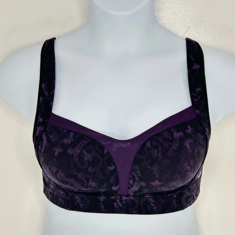 Lululemon Energy Sports Bra 36C‎ Purple Abstract Print Medium Support Athlesiure